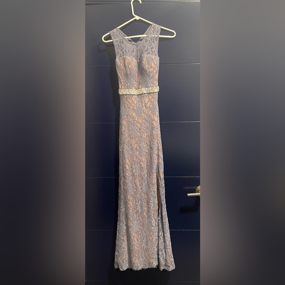 Blue Gray Prom Dress